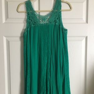 GREEN LACE TANK TOP DRESS
